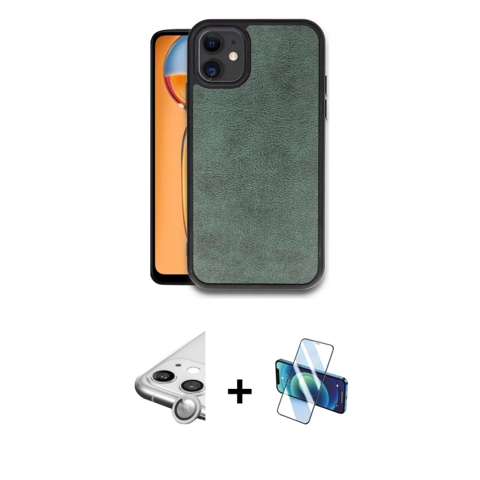 MARSİLYAN™- iPhone 11 Kılıf Kıvılcım Işık Serisi - Siyah 3D Antistatik Seramik Nano Ekran Koruyucu + Raze Metal Kamera Lens - GS