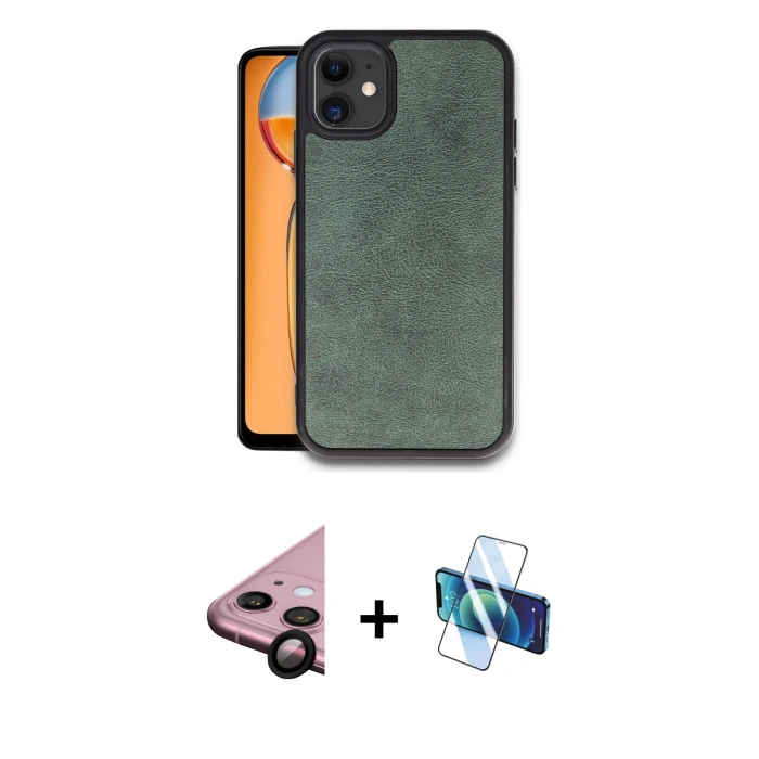 MARSİLYAN™- iPhone 11 Kılıf Kıvılcım Işık Serisi - Siyah 3D Antistatik Seramik Nano Ekran Koruyucu + Raze Metal Kamera Lens - SH