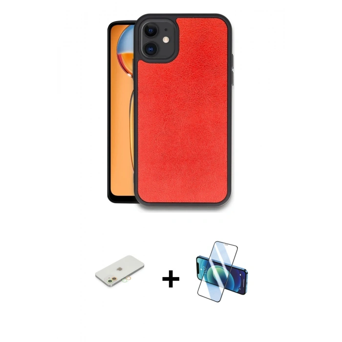 MARSİLYAN™- iPhone 11 Kılıf Kıvılcım Işık Serisi - Siyah 3D Antistatik Seramik Nano Ekran Koruyucu + Renkli Kamera Lens Koruma Cam - TU