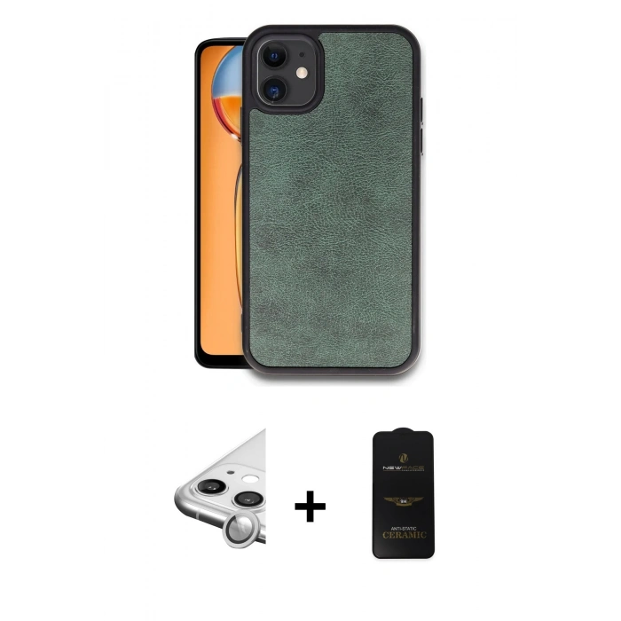 MARSİLYAN™- iPhone 11 Kılıf Kıvılcım Işık Serisi - Siyah 6D Antistatik Mat Seramik Hayalet Nano Ekran Koruyucu + Raze Metal Kamera Lens - GS