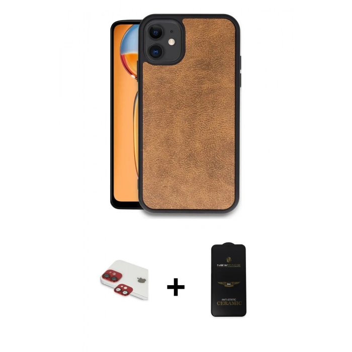 MARSİLYAN™- iPhone 11 Kılıf Kıvılcım Işık Serisi - Siyah 6D Antistatik Mat Seramik Hayalet Nano Ekran Koruyucu + Pers Alüminyum Kamera Lens - KI