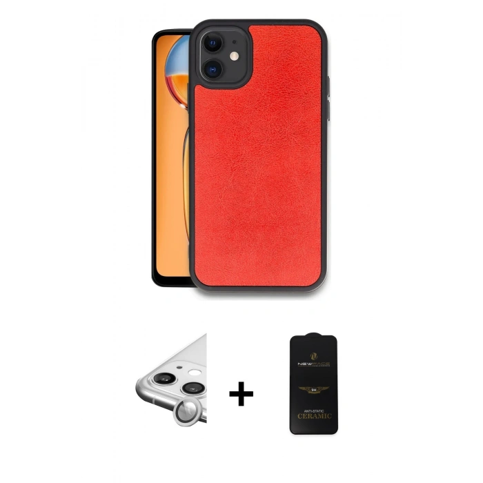 MARSİLYAN™- iPhone 11 Kılıf Kıvılcım Işık Serisi - Siyah 6D Antistatik Mat Seramik Hayalet Nano Ekran Koruyucu + Raze Metal Kamera Lens - GS