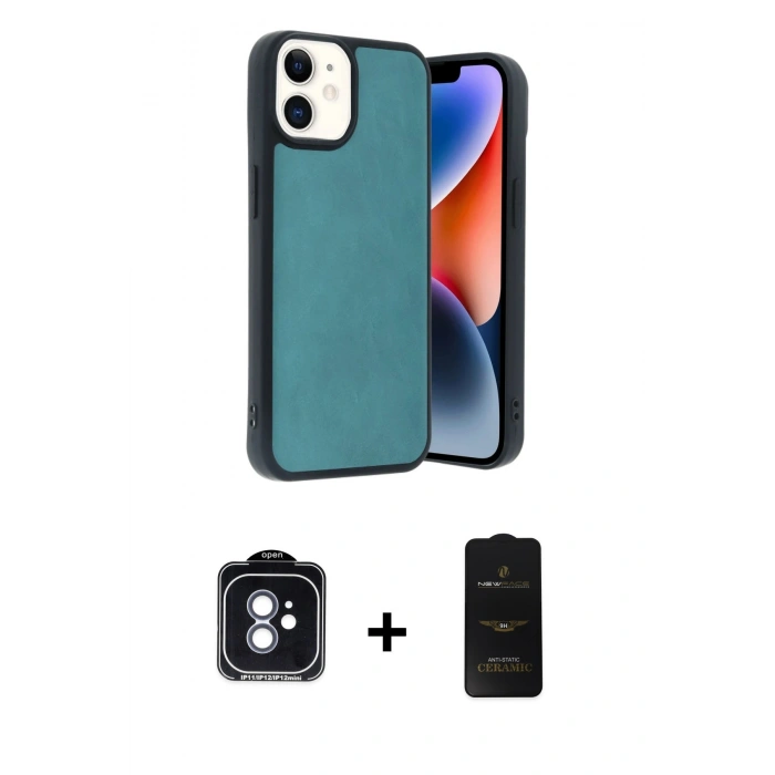 MARSİLYAN™- iPhone 11 Kılıf Kıvılcım Işık Serisi - Siyah 6D Antistatik Mat Seramik Hayalet Nano Ekran Koruyucu + PVD Metal Kamera Lens - MI