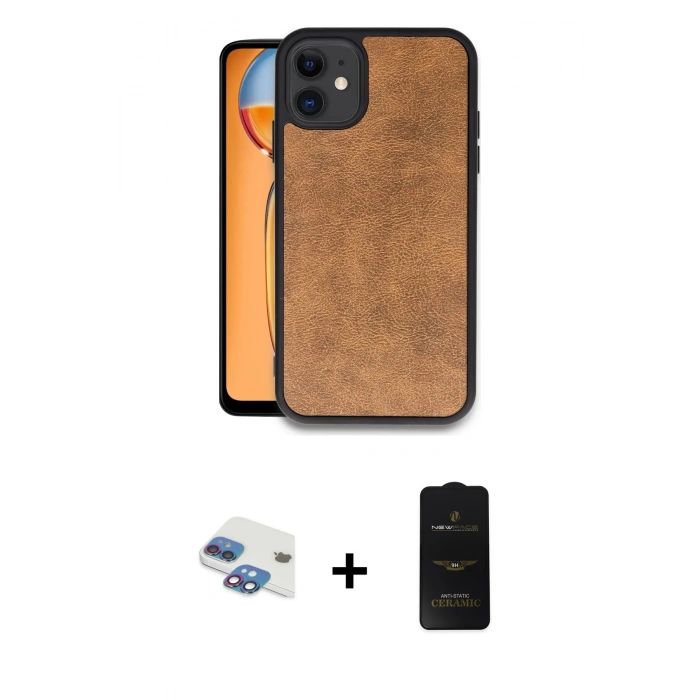 MARSİLYAN™- iPhone 11 Kılıf Kıvılcım Işık Serisi - Siyah 6D Antistatik Mat Seramik Hayalet Nano Ekran Koruyucu + Pers Alüminyum Kamera Lens - GI
