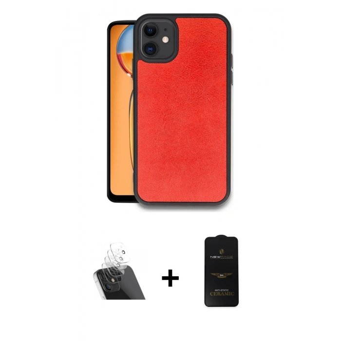 MARSİLYAN™- iPhone 11 Kılıf Kıvılcım Işık Serisi - Siyah 6D Antistatik Mat Seramik Hayalet Nano Ekran Koruyucu + Kamera Lens Koruma Cam - SF