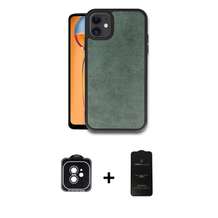 MARSİLYAN™- iPhone 11 Kılıf Kıvılcım Işık Serisi - Siyah 6D Antistatik Mat Seramik Hayalet Nano Ekran Koruyucu + PVD Metal Kamera Lens - SH