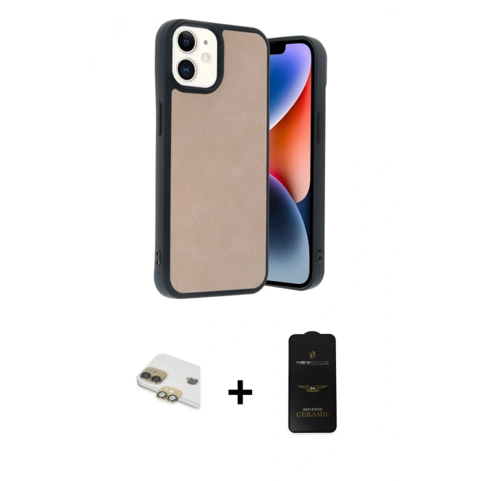 MARSİLYAN™- iPhone 11 Kılıf Kıvılcım Işık Serisi - Siyah 6D Antistatik Mat Seramik Hayalet Nano Ekran Koruyucu + Pers Alüminyum Kamera Lens - GD