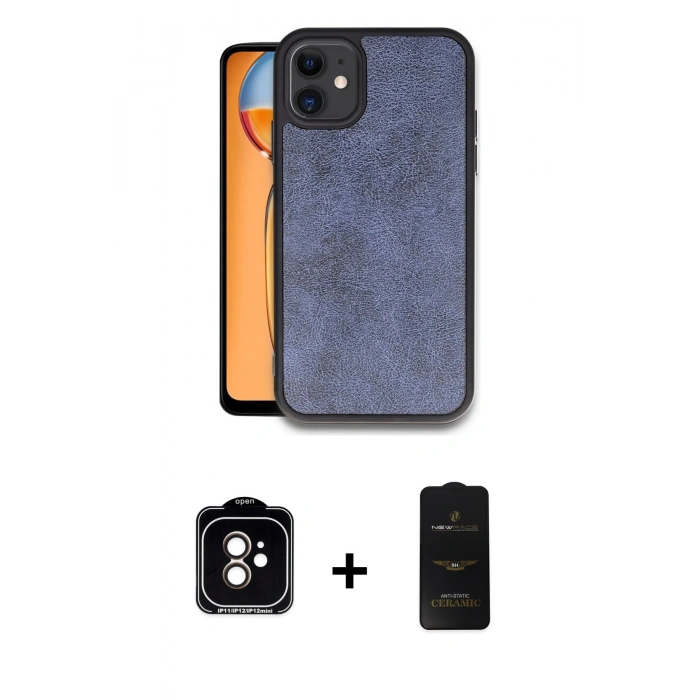 MARSİLYAN™- iPhone 11 Kılıf Kıvılcım Işık Serisi - Siyah 6D Antistatik Mat Seramik Hayalet Nano Ekran Koruyucu + PVD Metal Kamera Lens - TU
