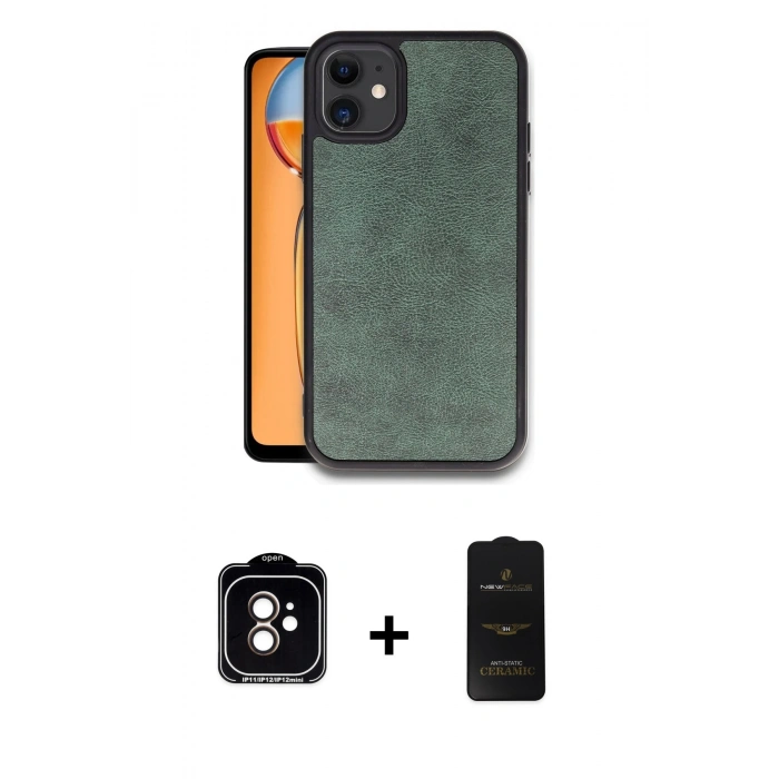 MARSİLYAN™- iPhone 11 Kılıf Kıvılcım Işık Serisi - Siyah 6D Antistatik Mat Seramik Hayalet Nano Ekran Koruyucu + PVD Metal Kamera Lens - TU