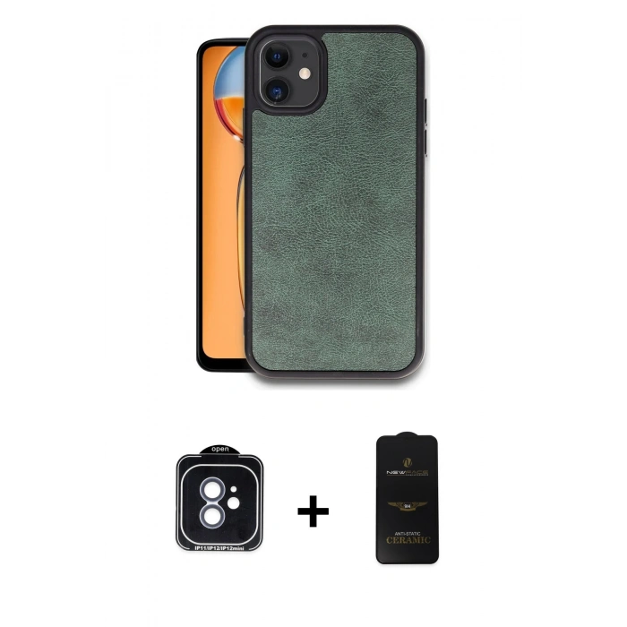 MARSİLYAN™- iPhone 11 Kılıf Kıvılcım Işık Serisi - Siyah 6D Antistatik Mat Seramik Hayalet Nano Ekran Koruyucu + PVD Metal Kamera Lens - MI