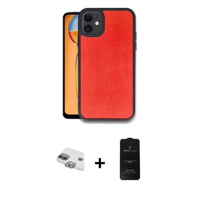 MARSİLYAN™- iPhone 11 Kılıf Kıvılcım Işık Serisi - Siyah 6D Antistatik Mat Seramik Hayalet Nano Ekran Koruyucu + Pers Alüminyum Kamera Lens - YL
