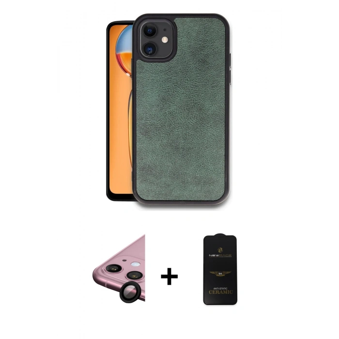 MARSİLYAN™- iPhone 11 Kılıf Kıvılcım Işık Serisi - Siyah 6D Antistatik Mat Seramik Hayalet Nano Ekran Koruyucu + Raze Metal Kamera Lens - SH