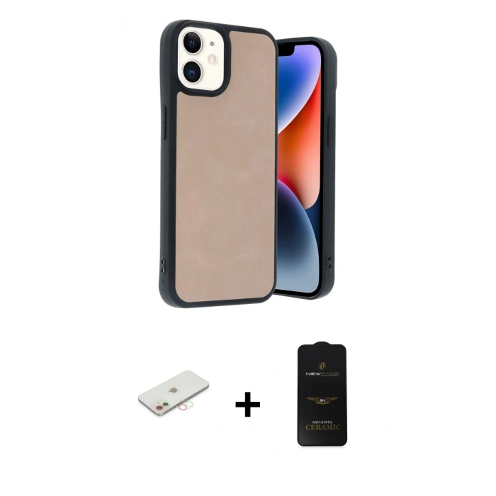 MARSİLYAN™- iPhone 11 Kılıf Kıvılcım Işık Serisi - Siyah 6D Antistatik Mat Seramik Hayalet Nano Ekran Koruyucu + Renkli Kamera Lens Koruma Cam - YL