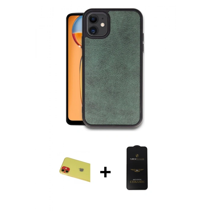 MARSİLYAN™- iPhone 11 Kılıf Kıvılcım Işık Serisi - Siyah 6D Antistatik Mat Seramik Hayalet Nano Ekran Koruyucu + Rainbow Kamera Lens Koruma Cam - KI