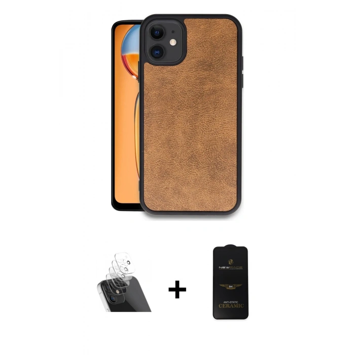 MARSİLYAN™- iPhone 11 Kılıf Kıvılcım Işık Serisi - Siyah 6D Antistatik Mat Seramik Hayalet Nano Ekran Koruyucu + Kamera Lens Koruma Cam - SF