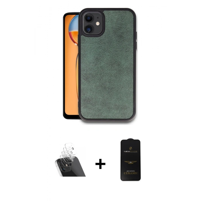 MARSİLYAN™- iPhone 11 Kılıf Kıvılcım Işık Serisi - Siyah 6D Antistatik Mat Seramik Hayalet Nano Ekran Koruyucu + Kamera Lens Koruma Cam - SF