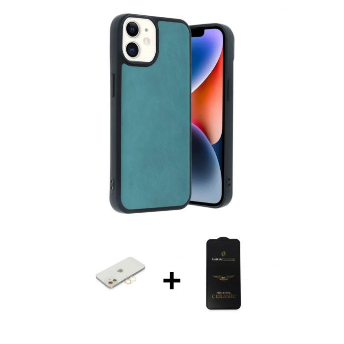 MARSİLYAN™- iPhone 11 Kılıf Kıvılcım Işık Serisi - Siyah 6D Antistatik Mat Seramik Hayalet Nano Ekran Koruyucu + Renkli Kamera Lens Koruma Cam - SI