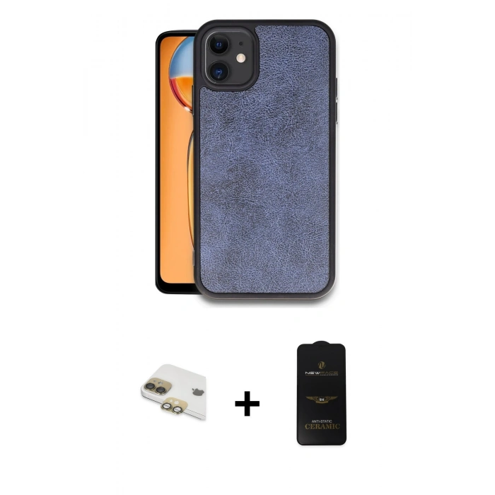 MARSİLYAN™- iPhone 11 Kılıf Kıvılcım Işık Serisi - Siyah 6D Antistatik Mat Seramik Hayalet Nano Ekran Koruyucu + Pers Alüminyum Kamera Lens - GD
