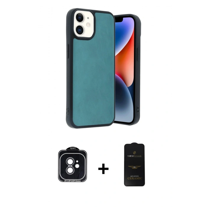 MARSİLYAN™- iPhone 11 Kılıf Kıvılcım Işık Serisi - Siyah 6D Antistatik Mat Seramik Hayalet Nano Ekran Koruyucu + PVD Metal Kamera Lens - SH