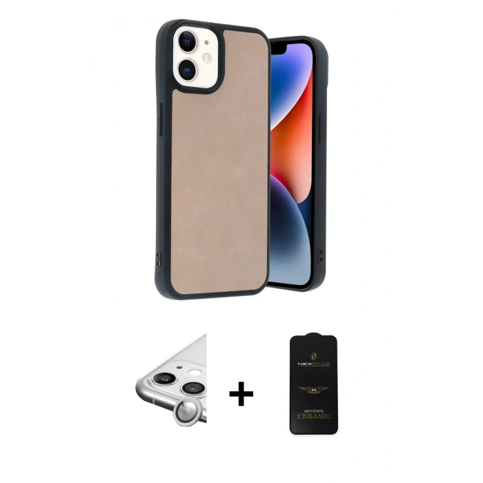 MARSİLYAN™- iPhone 11 Kılıf Kıvılcım Işık Serisi - Siyah 6D Antistatik Mat Seramik Hayalet Nano Ekran Koruyucu + Raze Metal Kamera Lens - GS
