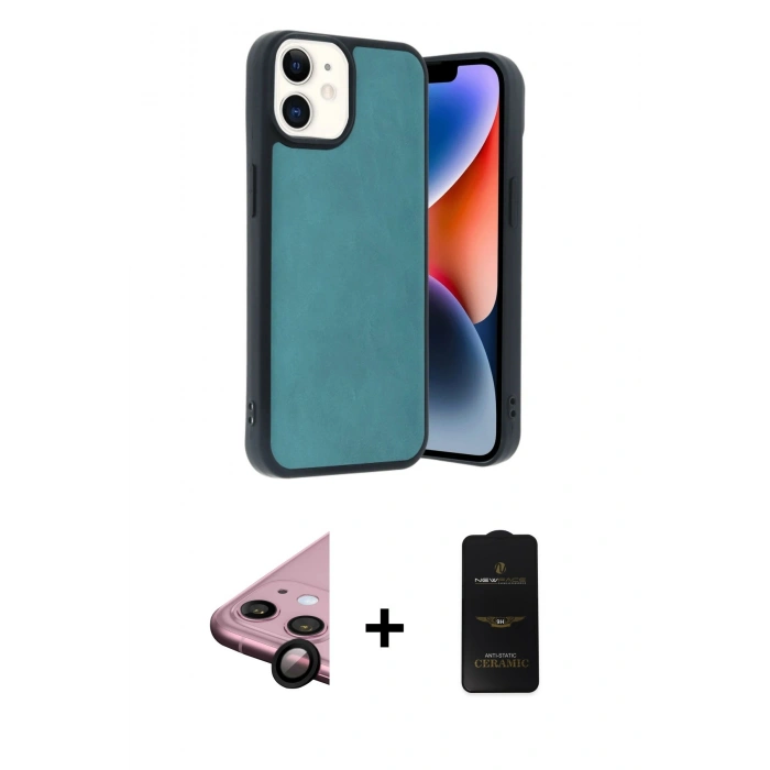 MARSİLYAN™- iPhone 11 Kılıf Kıvılcım Işık Serisi - Siyah 6D Antistatik Mat Seramik Hayalet Nano Ekran Koruyucu + Raze Metal Kamera Lens - SH