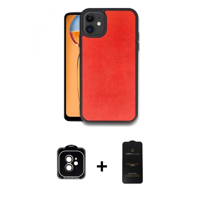 MARSİLYAN™- iPhone 11 Kılıf Kıvılcım Işık Serisi - Siyah 6D Antistatik Mat Seramik Hayalet Nano Ekran Koruyucu + PVD Metal Kamera Lens - TU