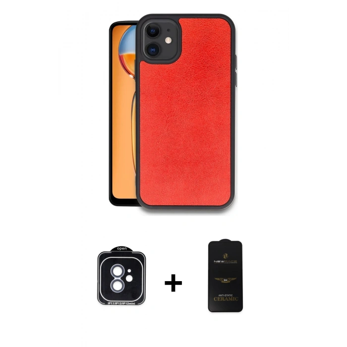 MARSİLYAN™- iPhone 11 Kılıf Kıvılcım Işık Serisi - Siyah 6D Antistatik Mat Seramik Hayalet Nano Ekran Koruyucu + PVD Metal Kamera Lens - MI