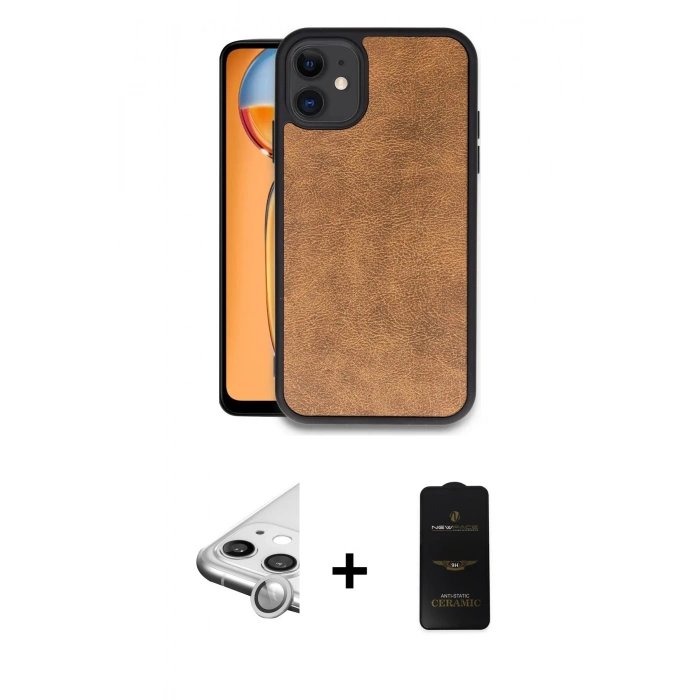 MARSİLYAN™- iPhone 11 Kılıf Kıvılcım Işık Serisi - Siyah 6D Antistatik Mat Seramik Hayalet Nano Ekran Koruyucu + Raze Metal Kamera Lens - GS