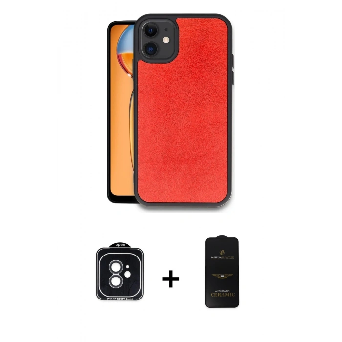 MARSİLYAN™- iPhone 11 Kılıf Kıvılcım Işık Serisi - Siyah 6D Antistatik Mat Seramik Hayalet Nano Ekran Koruyucu + PVD Metal Kamera Lens - SH