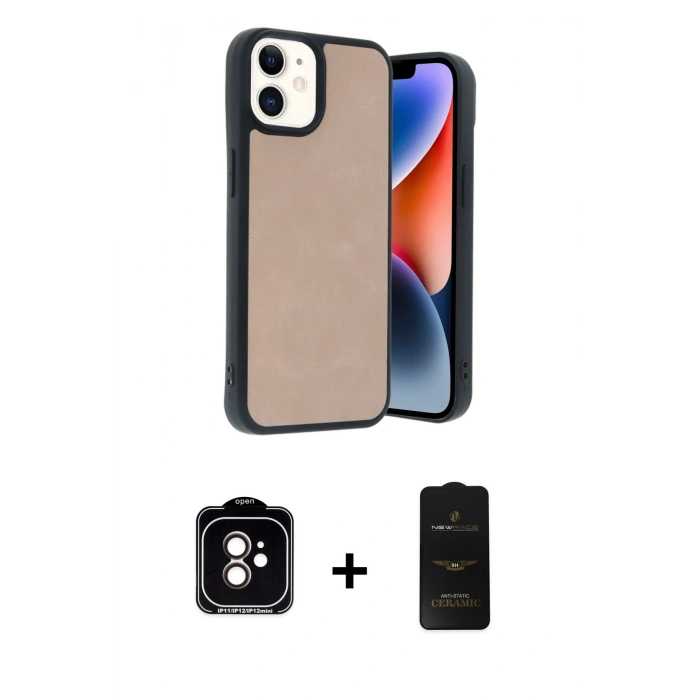 MARSİLYAN™- iPhone 11 Kılıf Kıvılcım Işık Serisi - Siyah 6D Antistatik Mat Seramik Hayalet Nano Ekran Koruyucu + PVD Metal Kamera Lens - TU