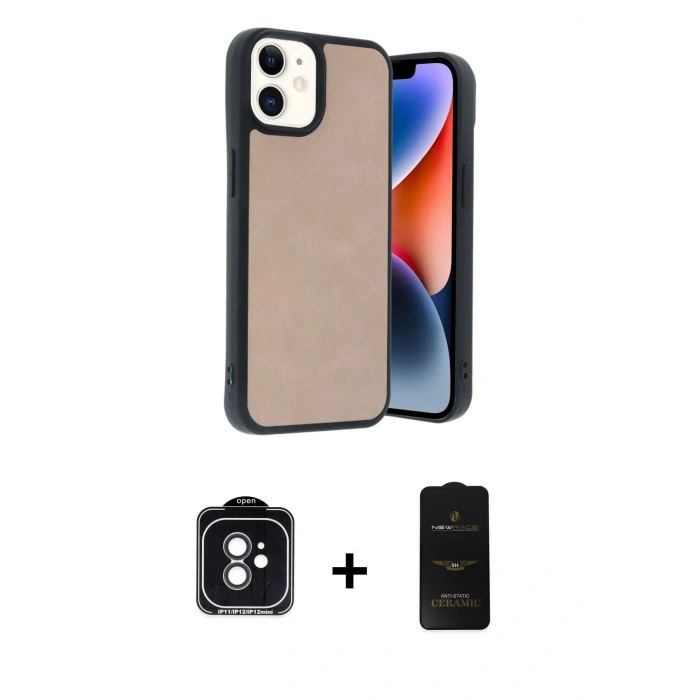MARSİLYAN™- iPhone 11 Kılıf Kıvılcım Işık Serisi - Siyah 6D Antistatik Mat Seramik Hayalet Nano Ekran Koruyucu + PVD Metal Kamera Lens - SH