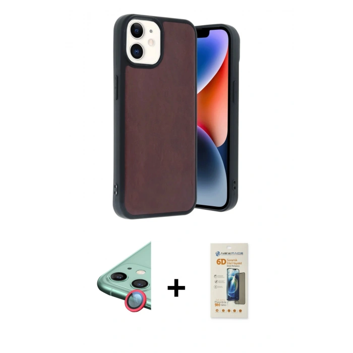 MARSİLYAN™- iPhone 11 Kılıf Kıvılcım Işık Serisi - Siyah 6D Mat Seramik Hayalet Nano Ekran Koruyucu + Raze Metal Kamera Lens - KI