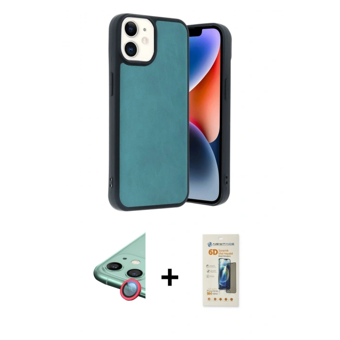 MARSİLYAN™- iPhone 11 Kılıf Kıvılcım Işık Serisi - Siyah 6D Mat Seramik Hayalet Nano Ekran Koruyucu + Raze Metal Kamera Lens - KI
