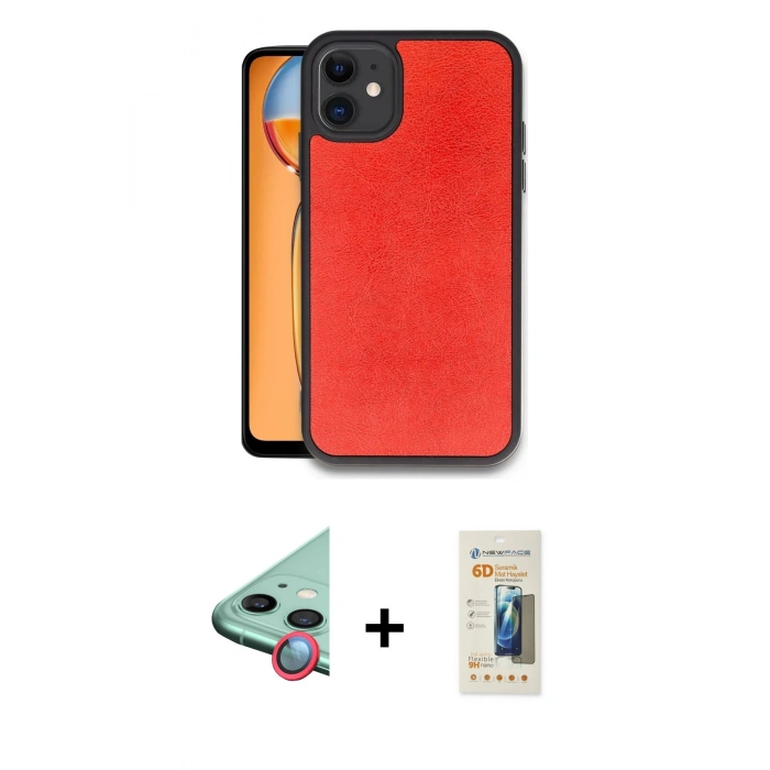MARSİLYAN™- iPhone 11 Kılıf Kıvılcım Işık Serisi - Siyah 6D Mat Seramik Hayalet Nano Ekran Koruyucu + Raze Metal Kamera Lens - KI