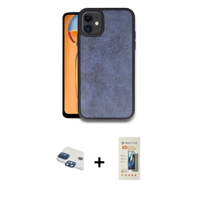 MARSİLYAN™- iPhone 11 Kılıf Kıvılcım Işık Serisi - Siyah 6D Mat Seramik Hayalet Nano Ekran Koruyucu + Pers Alüminyum Kamera Lens - LT