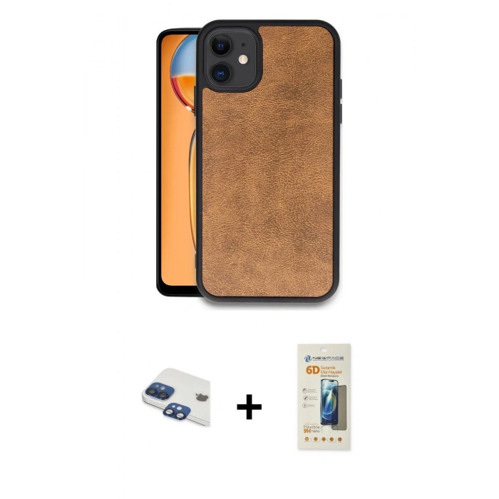 MARSİLYAN™- iPhone 11 Kılıf Kıvılcım Işık Serisi - Siyah 6D Mat Seramik Hayalet Nano Ekran Koruyucu + Pers Alüminyum Kamera Lens - LT