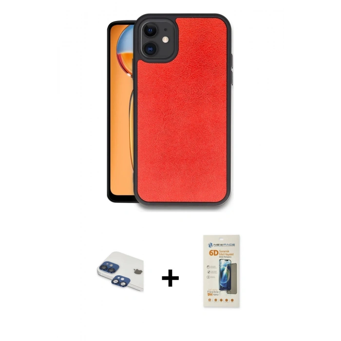 MARSİLYAN™- iPhone 11 Kılıf Kıvılcım Işık Serisi - Siyah 6D Mat Seramik Hayalet Nano Ekran Koruyucu + Pers Alüminyum Kamera Lens - LT