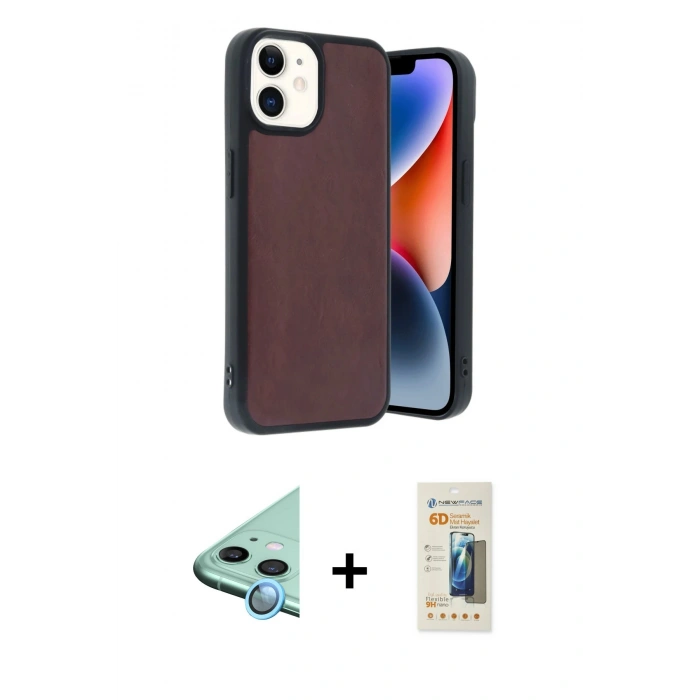 MARSİLYAN™- iPhone 11 Kılıf Kıvılcım Işık Serisi - Siyah 6D Mat Seramik Hayalet Nano Ekran Koruyucu + Raze Metal Kamera Lens - MI