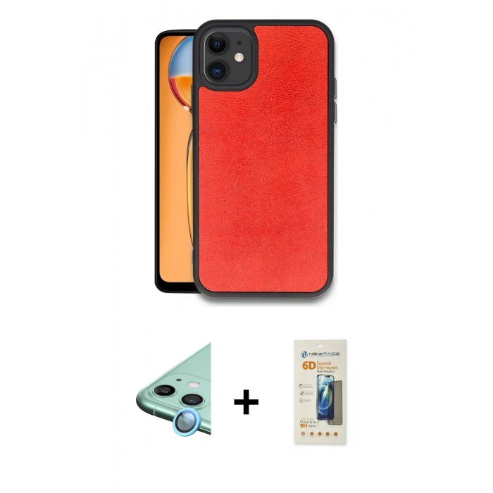 MARSİLYAN™- iPhone 11 Kılıf Kıvılcım Işık Serisi - Siyah 6D Mat Seramik Hayalet Nano Ekran Koruyucu + Raze Metal Kamera Lens - MI