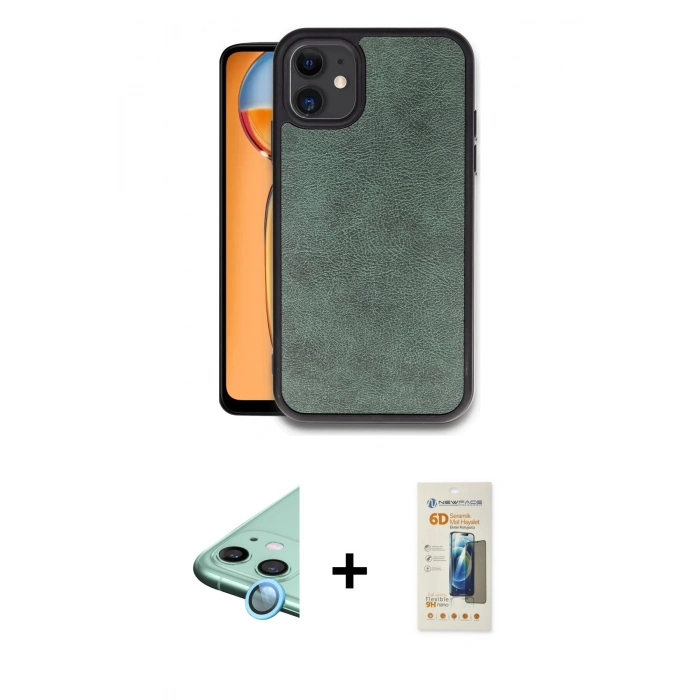 MARSİLYAN™- iPhone 11 Kılıf Kıvılcım Işık Serisi - Siyah 6D Mat Seramik Hayalet Nano Ekran Koruyucu + Raze Metal Kamera Lens - MI