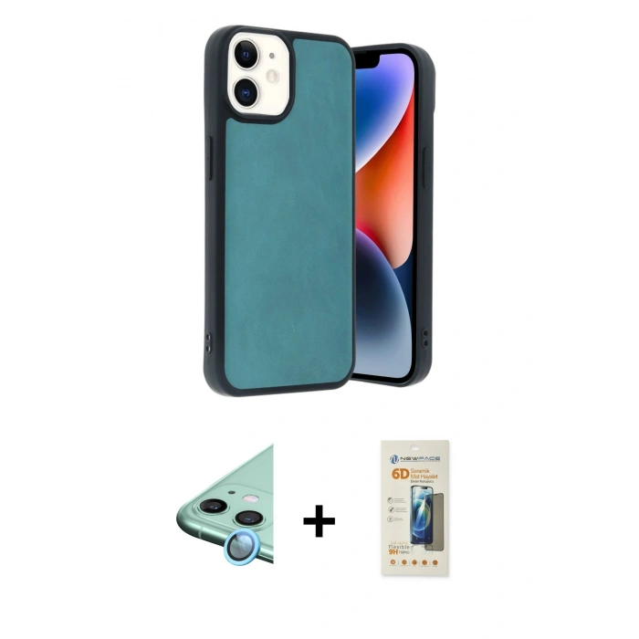 MARSİLYAN™- iPhone 11 Kılıf Kıvılcım Işık Serisi - Siyah 6D Mat Seramik Hayalet Nano Ekran Koruyucu + Raze Metal Kamera Lens - MI