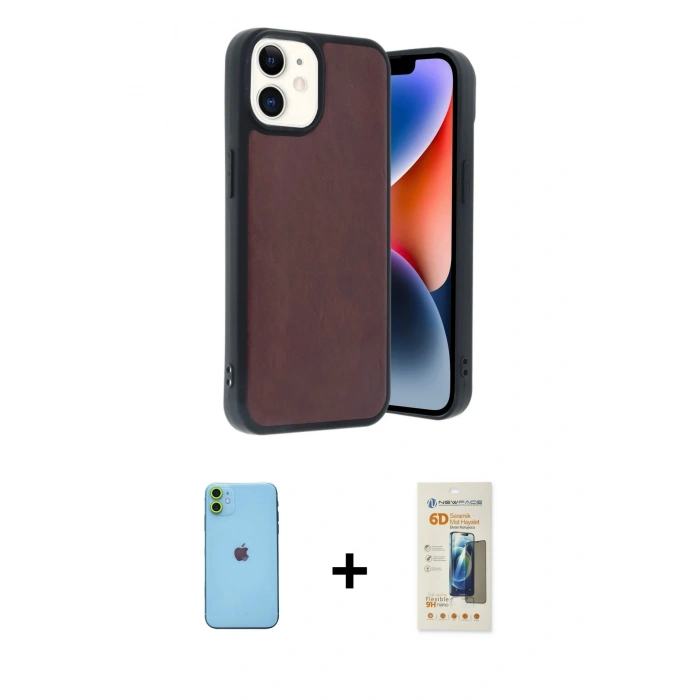 MARSİLYAN™- iPhone 11 Kılıf Kıvılcım Işık Serisi - Siyah 6D Mat Seramik Hayalet Nano Ekran Koruyucu + Neon Fosforlu Kamera Lens - YL