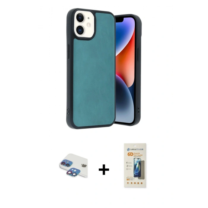 MARSİLYAN™- iPhone 11 Kılıf Kıvılcım Işık Serisi - Siyah 6D Mat Seramik Hayalet Nano Ekran Koruyucu + Pers Alüminyum Kamera Lens - GI