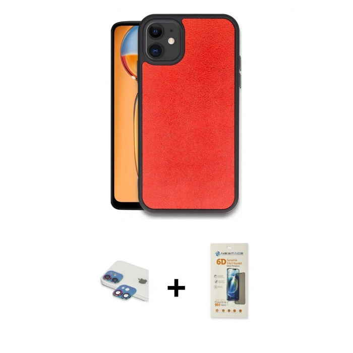 MARSİLYAN™- iPhone 11 Kılıf Kıvılcım Işık Serisi - Siyah 6D Mat Seramik Hayalet Nano Ekran Koruyucu + Pers Alüminyum Kamera Lens - GI