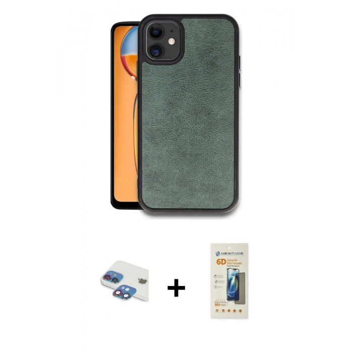 MARSİLYAN™- iPhone 11 Kılıf Kıvılcım Işık Serisi - Siyah 6D Mat Seramik Hayalet Nano Ekran Koruyucu + Pers Alüminyum Kamera Lens - GI