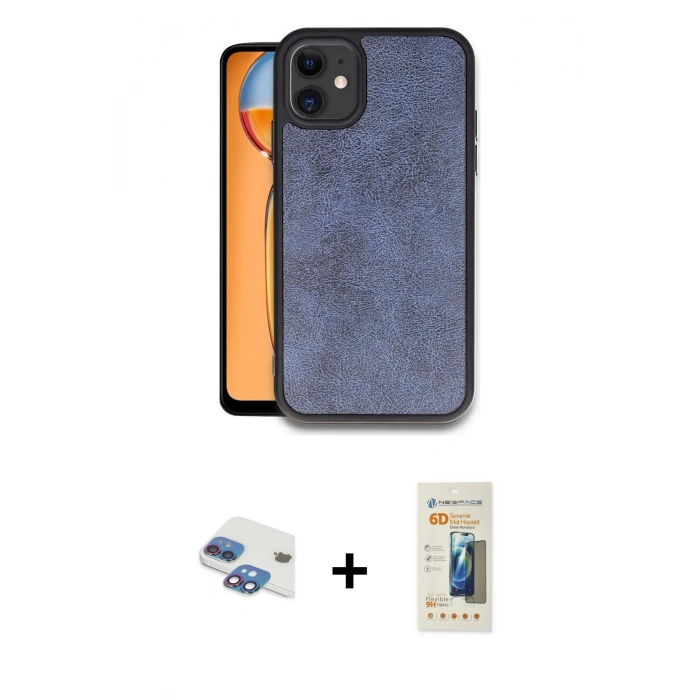MARSİLYAN™- iPhone 11 Kılıf Kıvılcım Işık Serisi - Siyah 6D Mat Seramik Hayalet Nano Ekran Koruyucu + Pers Alüminyum Kamera Lens - GI