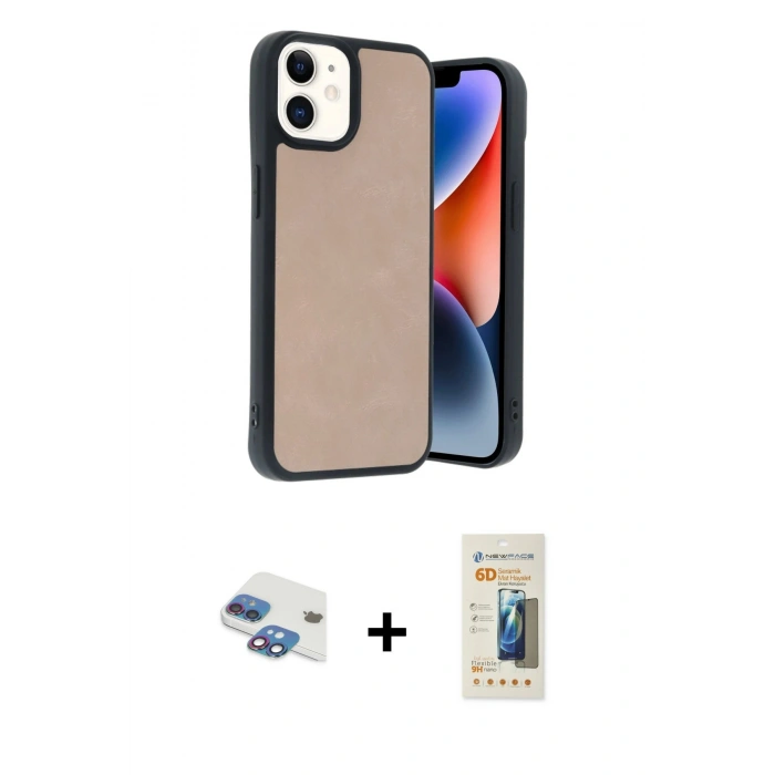 MARSİLYAN™- iPhone 11 Kılıf Kıvılcım Işık Serisi - Siyah 6D Mat Seramik Hayalet Nano Ekran Koruyucu + Pers Alüminyum Kamera Lens - GI