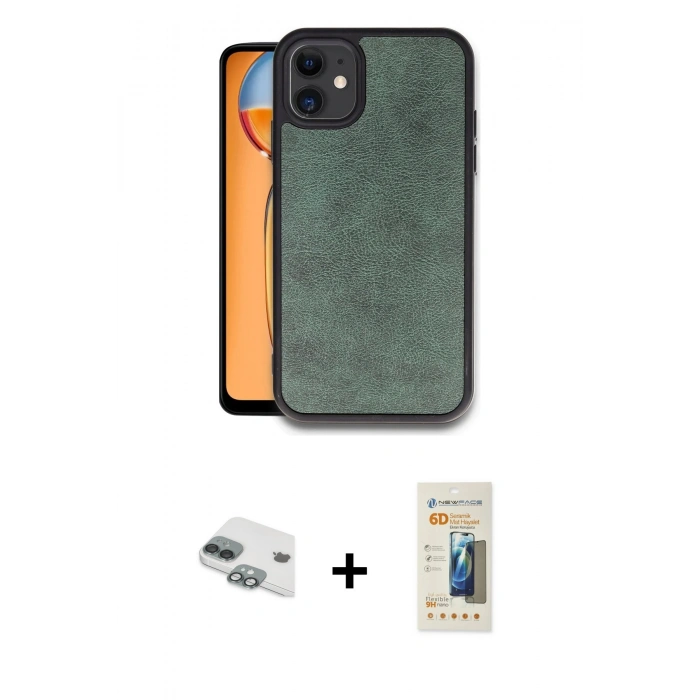 MARSİLYAN™- iPhone 11 Kılıf Kıvılcım Işık Serisi - Siyah 6D Mat Seramik Hayalet Nano Ekran Koruyucu + Pers Alüminyum Kamera Lens - YL