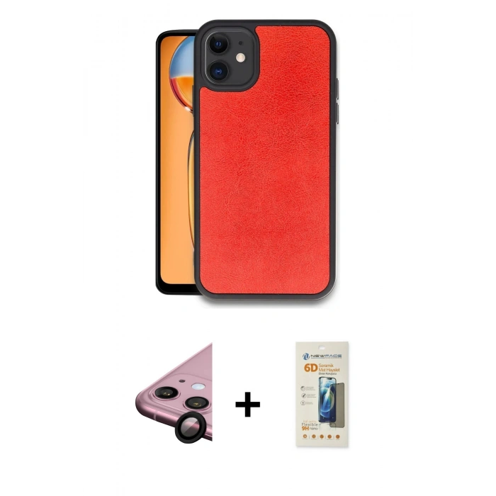 MARSİLYAN™- iPhone 11 Kılıf Kıvılcım Işık Serisi - Siyah 6D Mat Seramik Hayalet Nano Ekran Koruyucu + Raze Metal Kamera Lens - SH