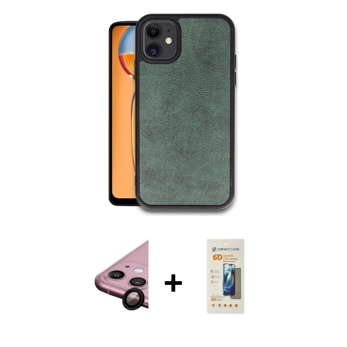 MARSİLYAN™- iPhone 11 Kılıf Kıvılcım Işık Serisi - Siyah 6D Mat Seramik Hayalet Nano Ekran Koruyucu + Raze Metal Kamera Lens - SH